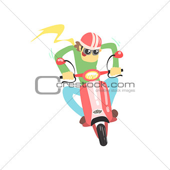 Man Driving Fast On Scooter