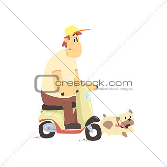 Man On Scooter With Dog