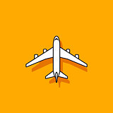 Plane icon flying on orange background