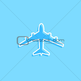 Blue vector plane icon on blue