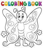 Coloring book cheerful butterfly theme 1