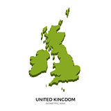 Isometric map of United Kingdom detailed vector illustration