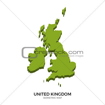 Isometric map of United Kingdom detailed vector illustration