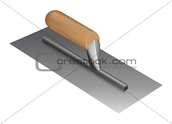 Photorealistic plastering trowel with wooden handle