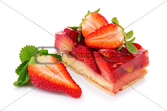 Dessert - strawberry pie isolated.
