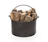 Metal basket of firewood