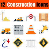 Flat design construction icon set