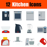 Flat design kitchen icon set