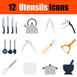 Flat design utensils icon set