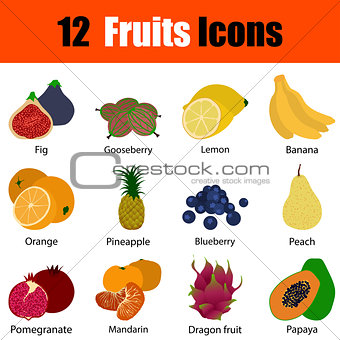 Flat design fruit icon set