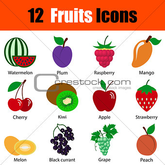 Flat design fruit icon set