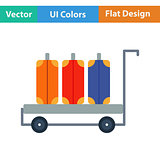 Flat design icon of luggage cart