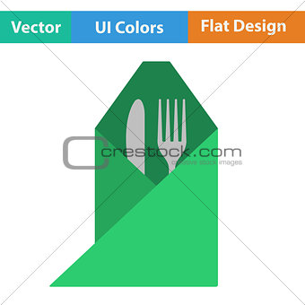 Icon of fork and knife wrapped in napkin