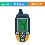 Flat design icon of portable GPS device