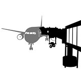 Jet airplane docked in Airport. Vector illustration.