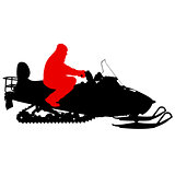 Silhouette snowmobile  on white background. Vector illustration