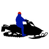 Silhouette snowmobile  on white background. Vector illustration