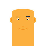 Flat bald joyful face man avatar vector character