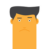 Flat face stylish angry man avatar vector character