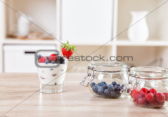 Delicious and healthy yoghurt with fresh berries