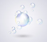 Transparent soap bubbles, vector
