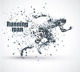 Running Man, particle divergent composition, vector illustration.