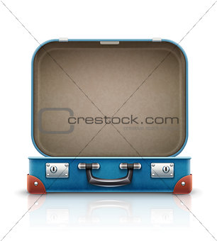 Open old retro vintage suitcase for travel