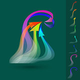 Vector set of colorful twisted  arrows.
