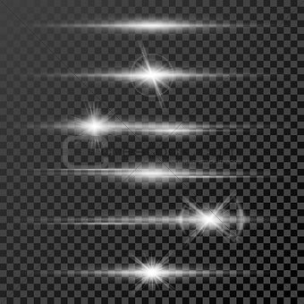 Set of glow light effect stars bursts with sparkles isolated on black transparent background template