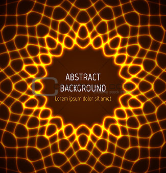Abstract orange circle neon border background with light effects
