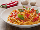 rustic italian spaghetti arrabbiata pasta