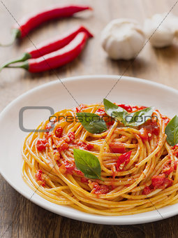 rustic italian spaghetti arrabbiata pasta