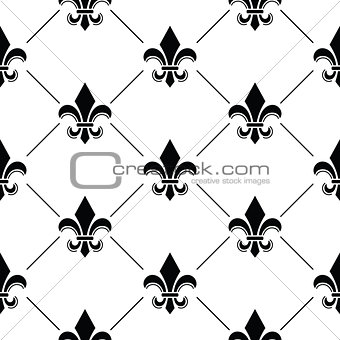 French Damask background - Fleur de lis black pattern