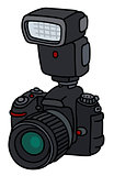Digital photographic camera with a flashlight