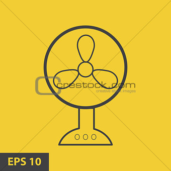 The fan icon. fan, ventilator, blower, propeller symbol. Flat Vector illustration. yellow icon