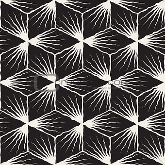 Vector Seamless Hand Painted Geometric SunBurst Lines Cubic Pattern