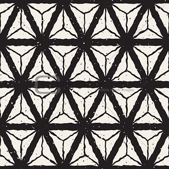 Vector Seamless Hand Painted Triangles Geometric Grid Retro Pattern