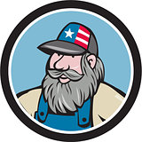 Hillbilly Man Beard Circle Cartoon