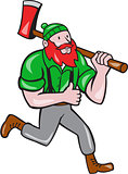 Paul Bunyan Lumberjack Axe Running Cartoon
