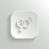 Male and female icon - vector white app button