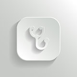 Stethoscope icon - vector white app button
