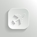 Airplane icon - vector white app button