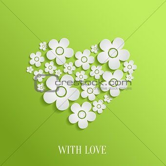 Valentine`s day heart of white flowers