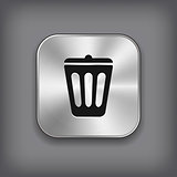 Trash can icon -  vector metal app button