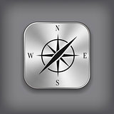 Compass icon - vector metal app button