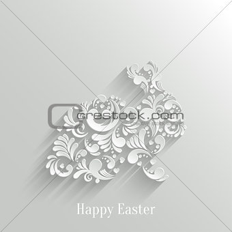 Abstract Background with Floral Easter Rabbit