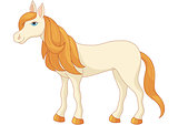 Charming cartoon horse with long golden mane and tail