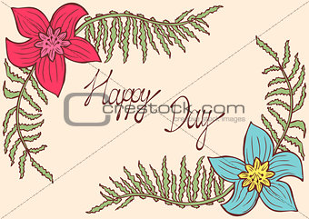 Happy day. Vintage colorful background with ancient flowers like narcissus