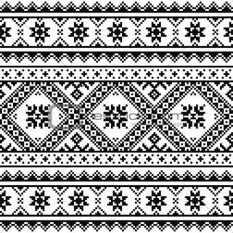 Traditional folk knitted black embroidery pattern from Ukraine or Belarus