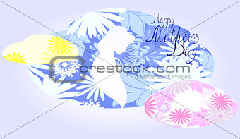 Silhouette of expectant mother in a cloud of flowers. EPS10 vector illustration.